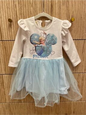 Elsa Frozen Tulle Dress in White and Light Blue